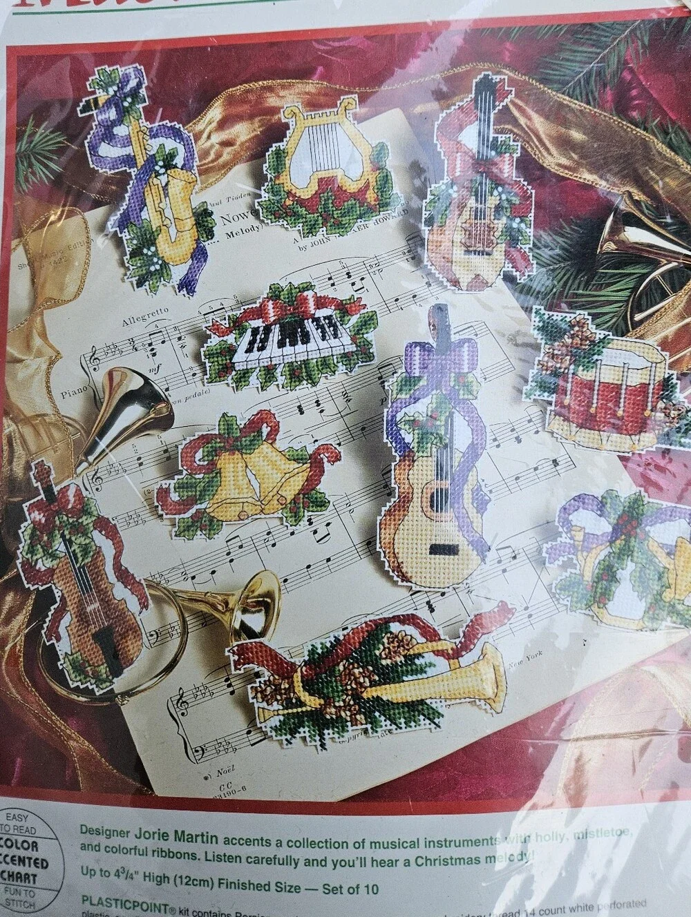 Musical Instruments Ornaments Kit Sealed Vintage Christmas Craft Supply